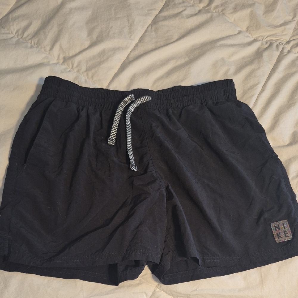 Nike Black Shorts with Black & White Drawstring. Mulicolor Nike Logo